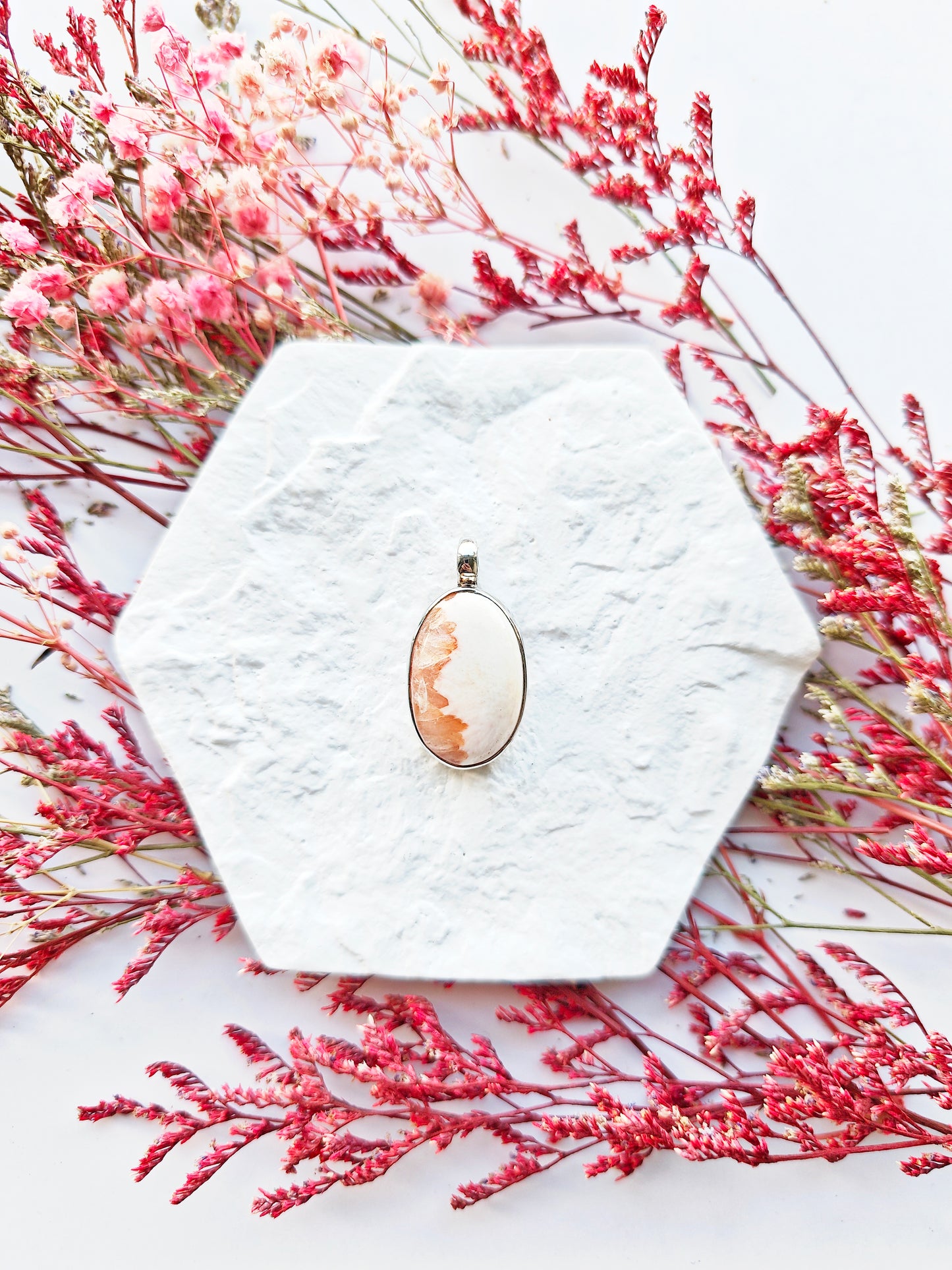 Skolezit mit Stilbit Anhänger 39Sc