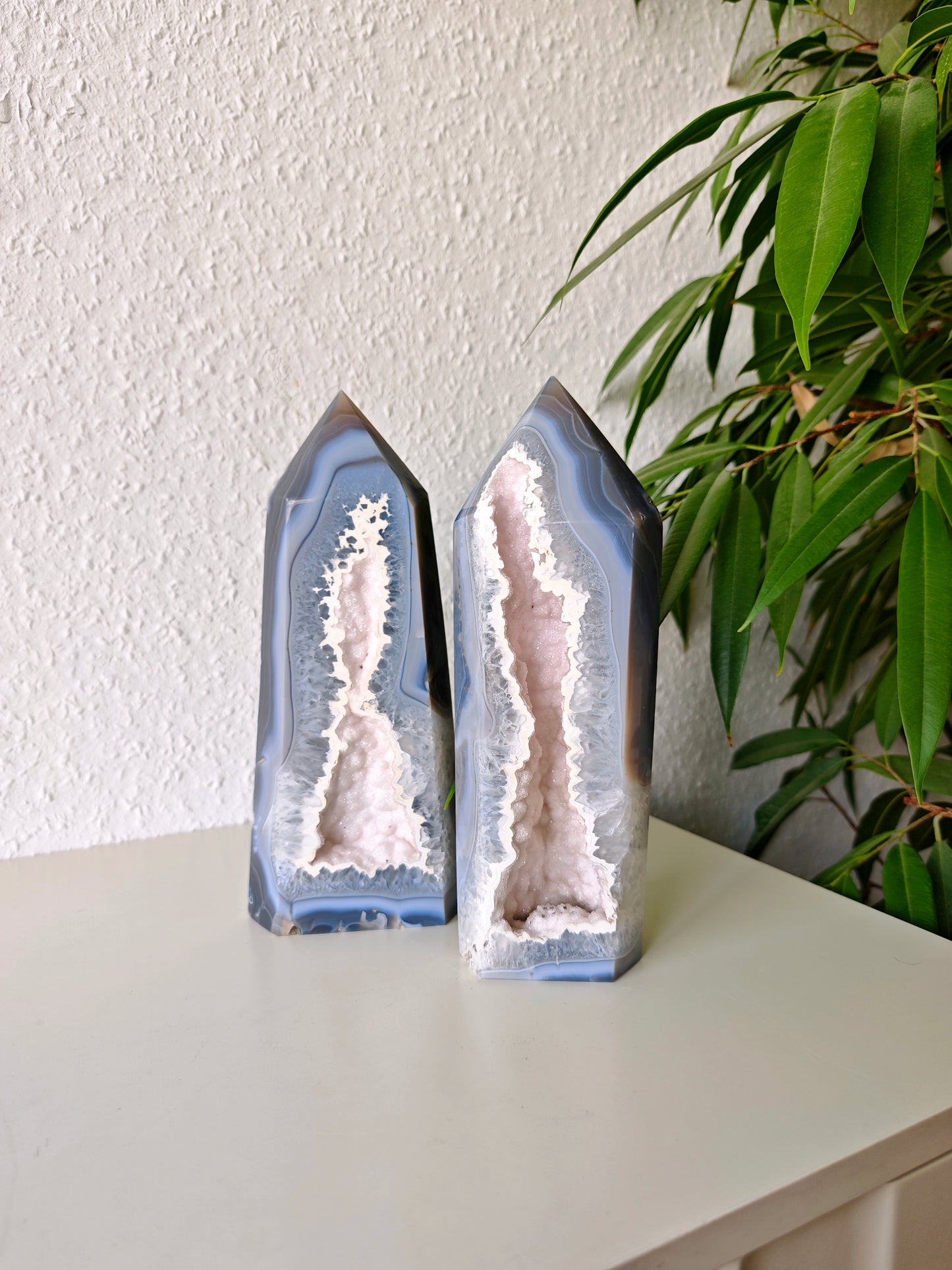 Achat Turm mit soft rosa Druse A