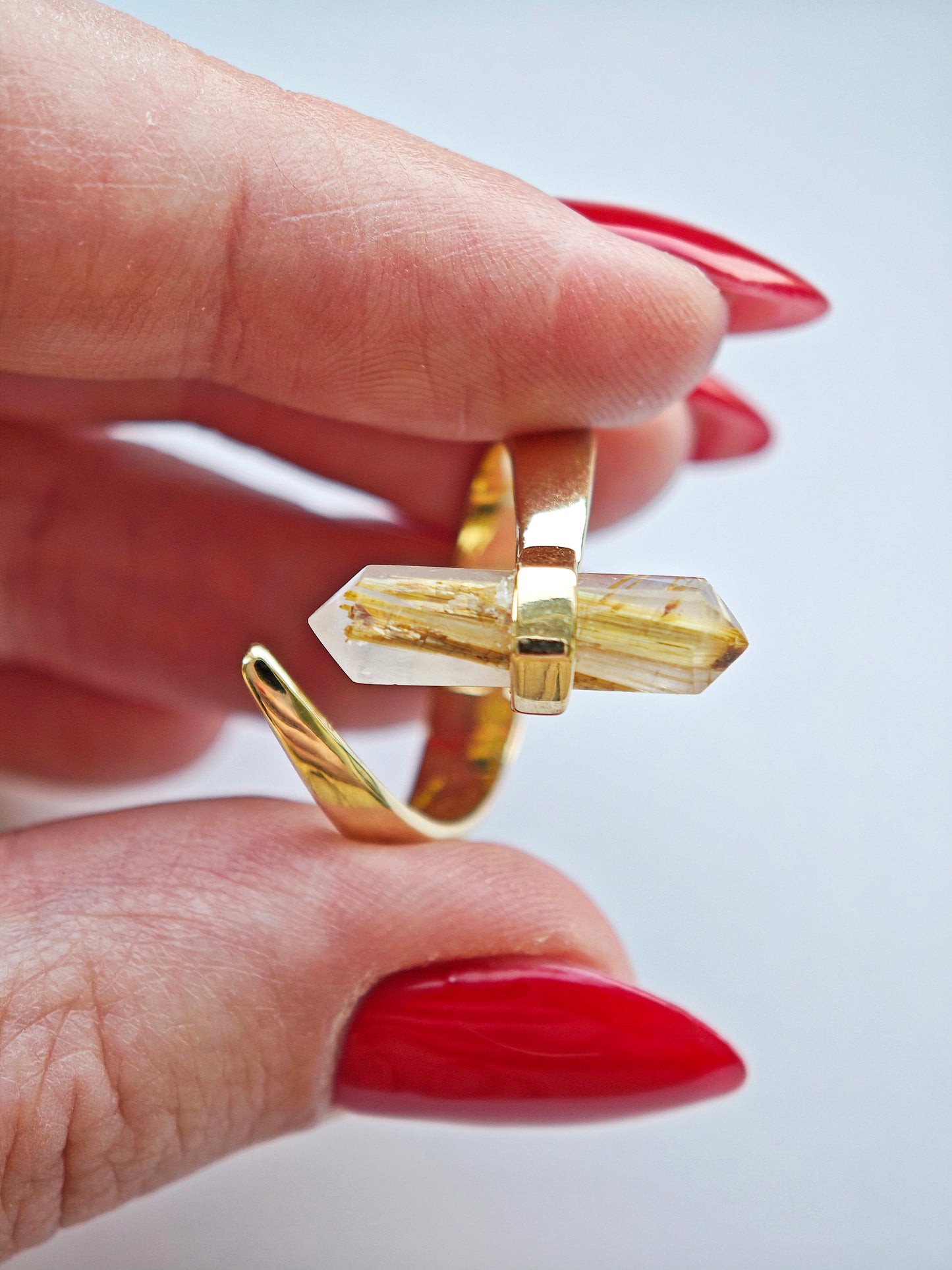 Goldener Rutil Doppelender Ring