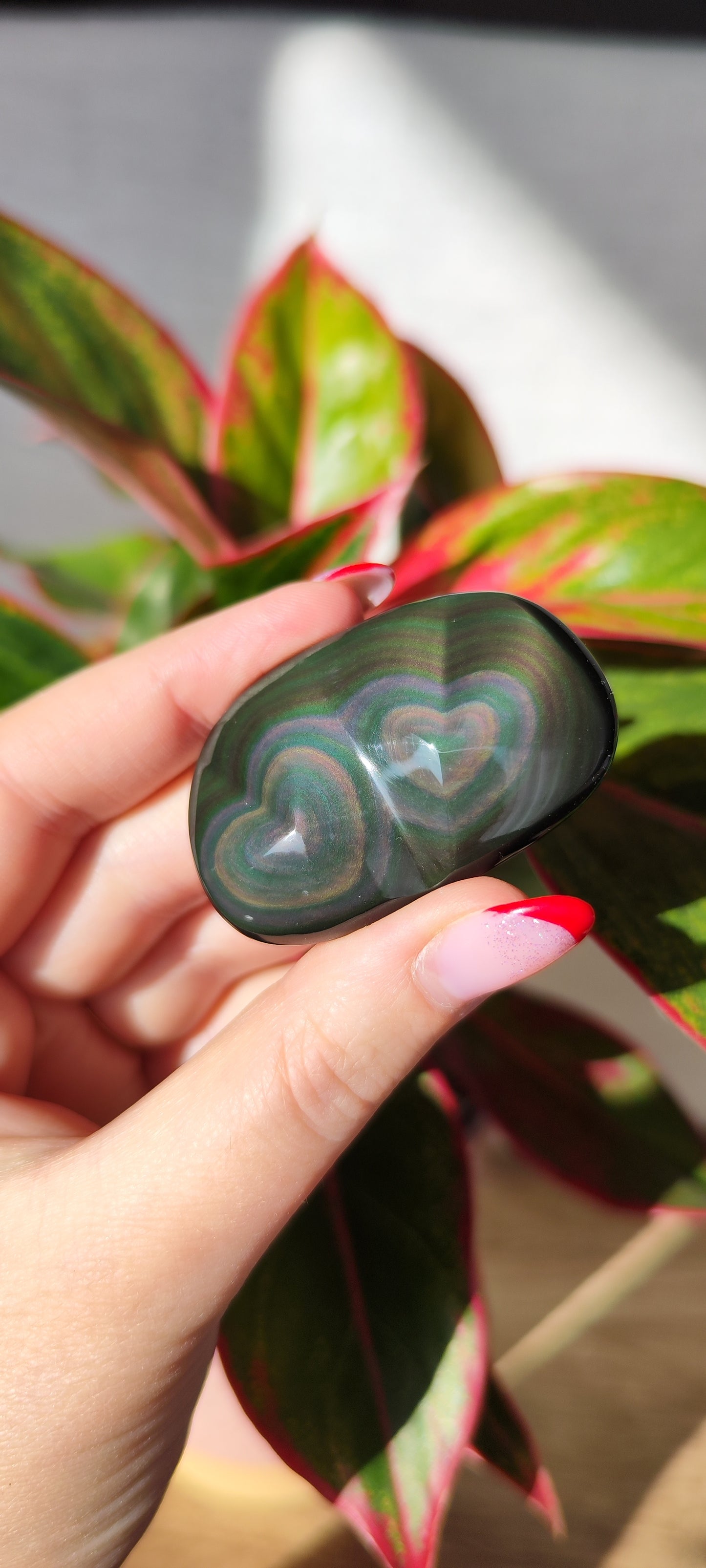 Regenbogen Obsidian Doppelherz 56E