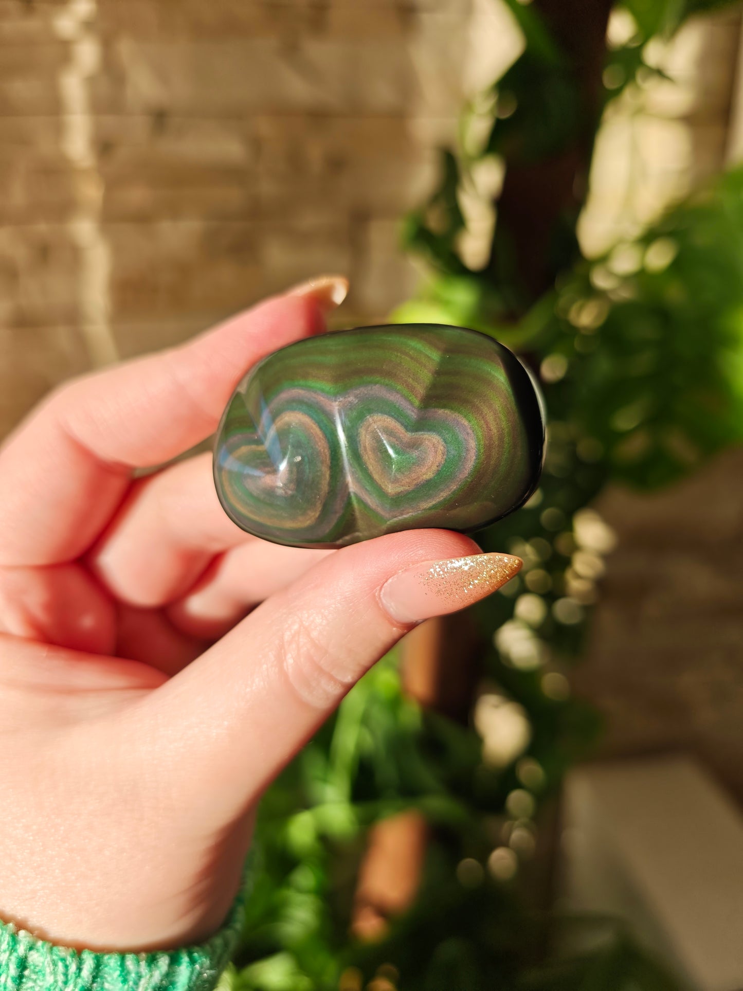 Regenbogen Obsidian Doppelherzen 56E