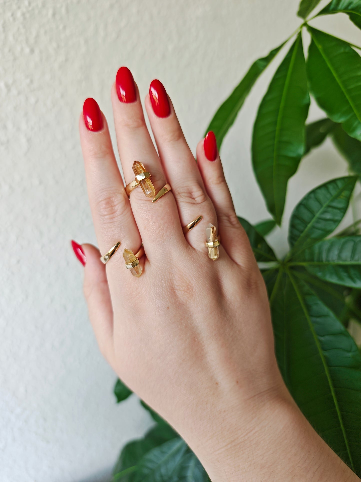 Goldener Rutil Doppelender Ring