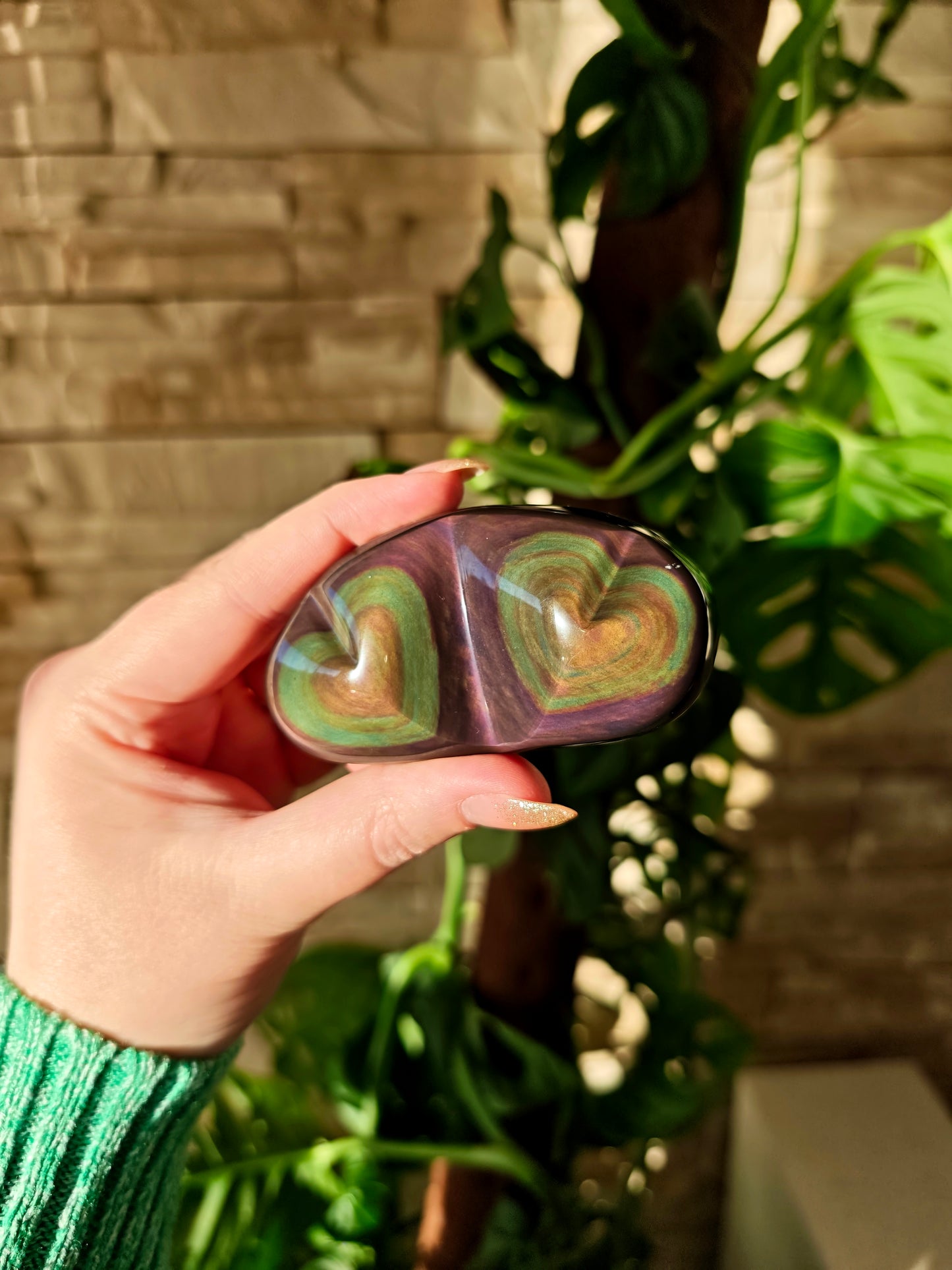 Regenbogen Obsidian Doppelherzen 150Y