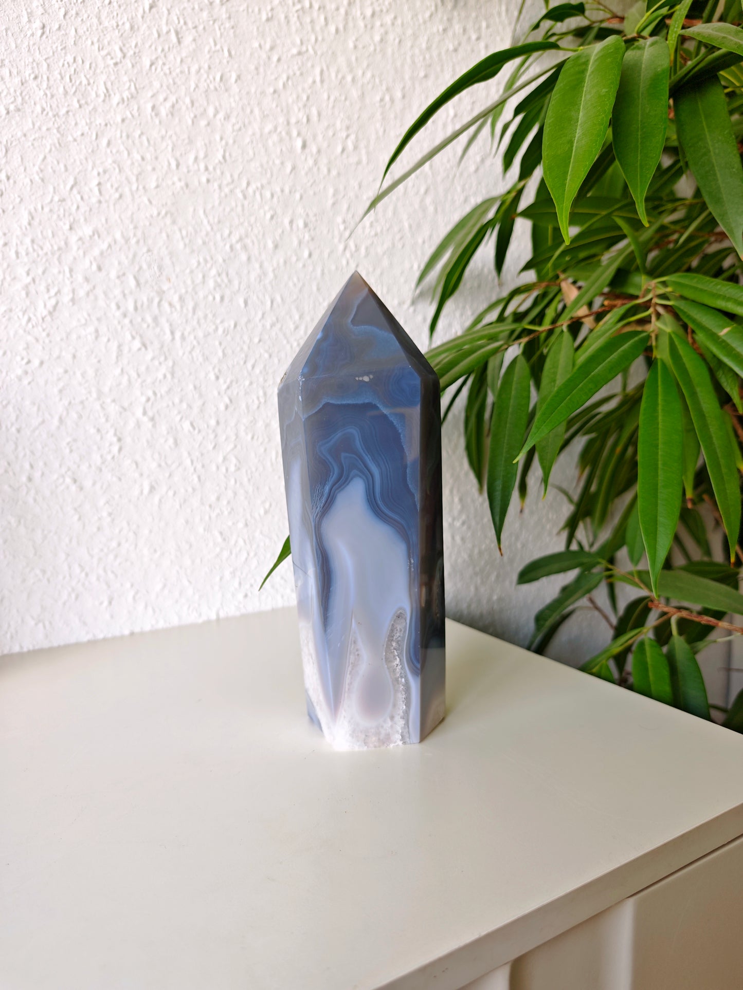 Achat Turm mit soft rosa Druse A