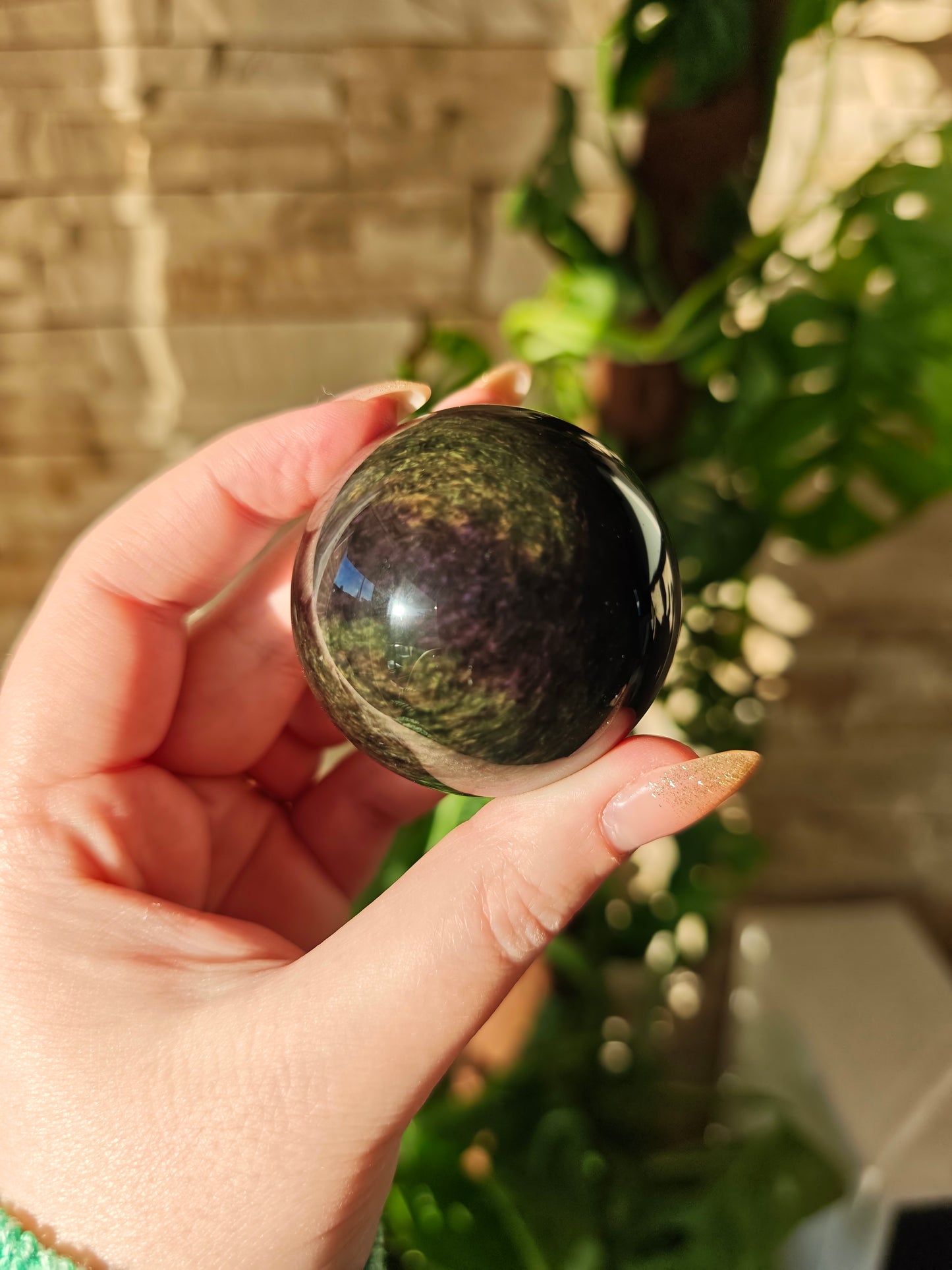 Regenbogen Obsidian Kugel 44G