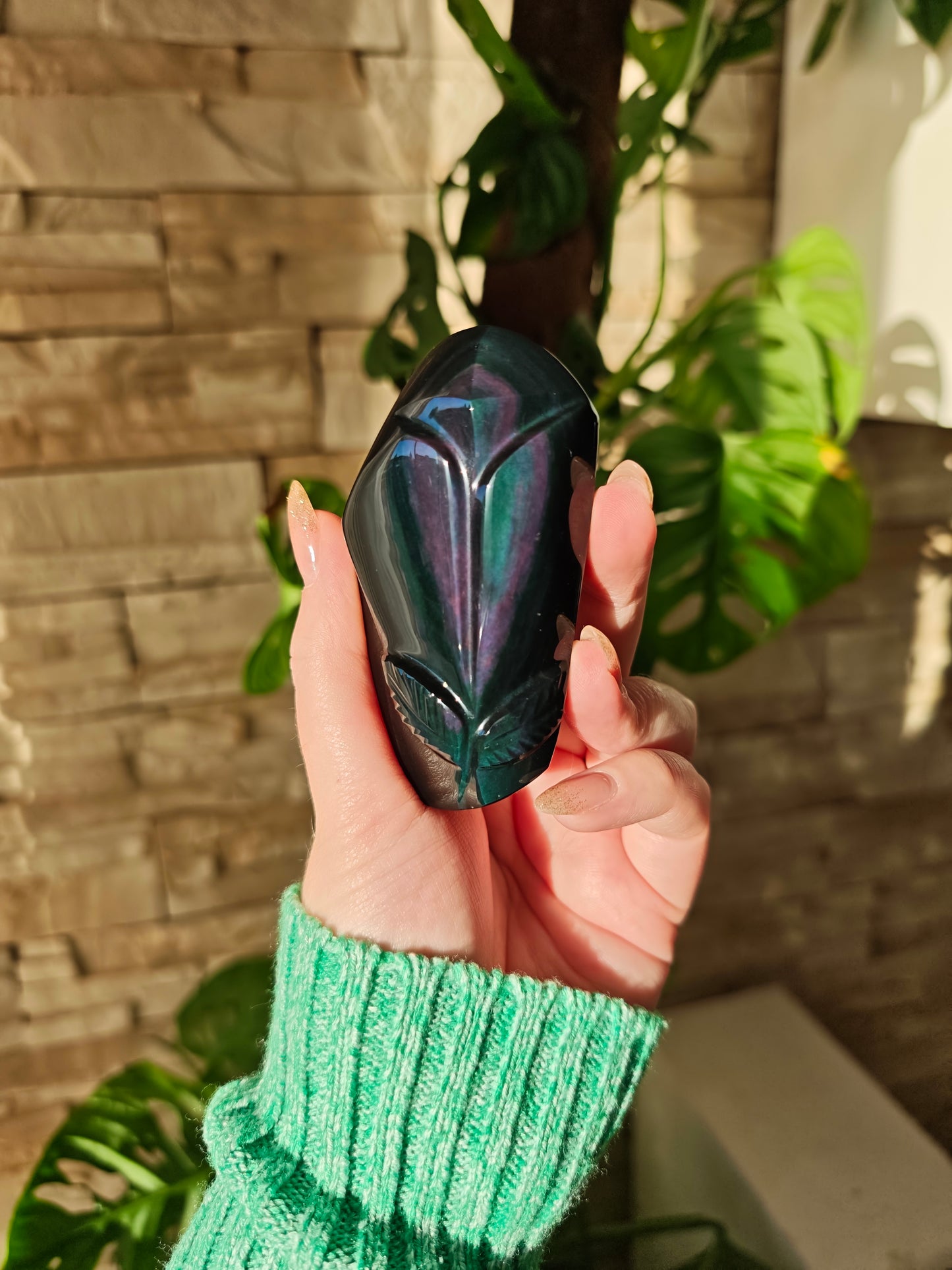 Regenbogen Obsidian Blume 80B