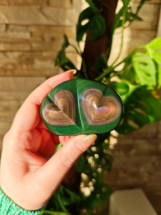 Regenbogen Obsidian Doppelherzen 144RT