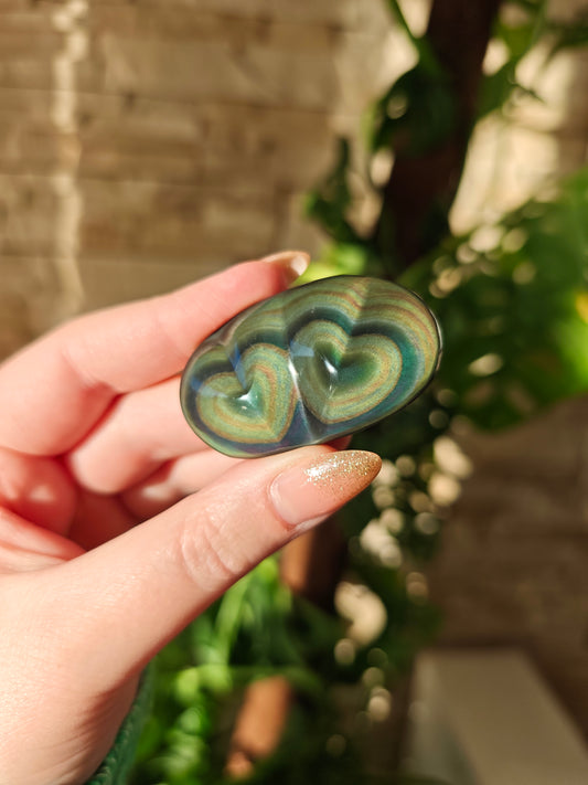 Regenbogen Obsidian Doppelherzen 56D