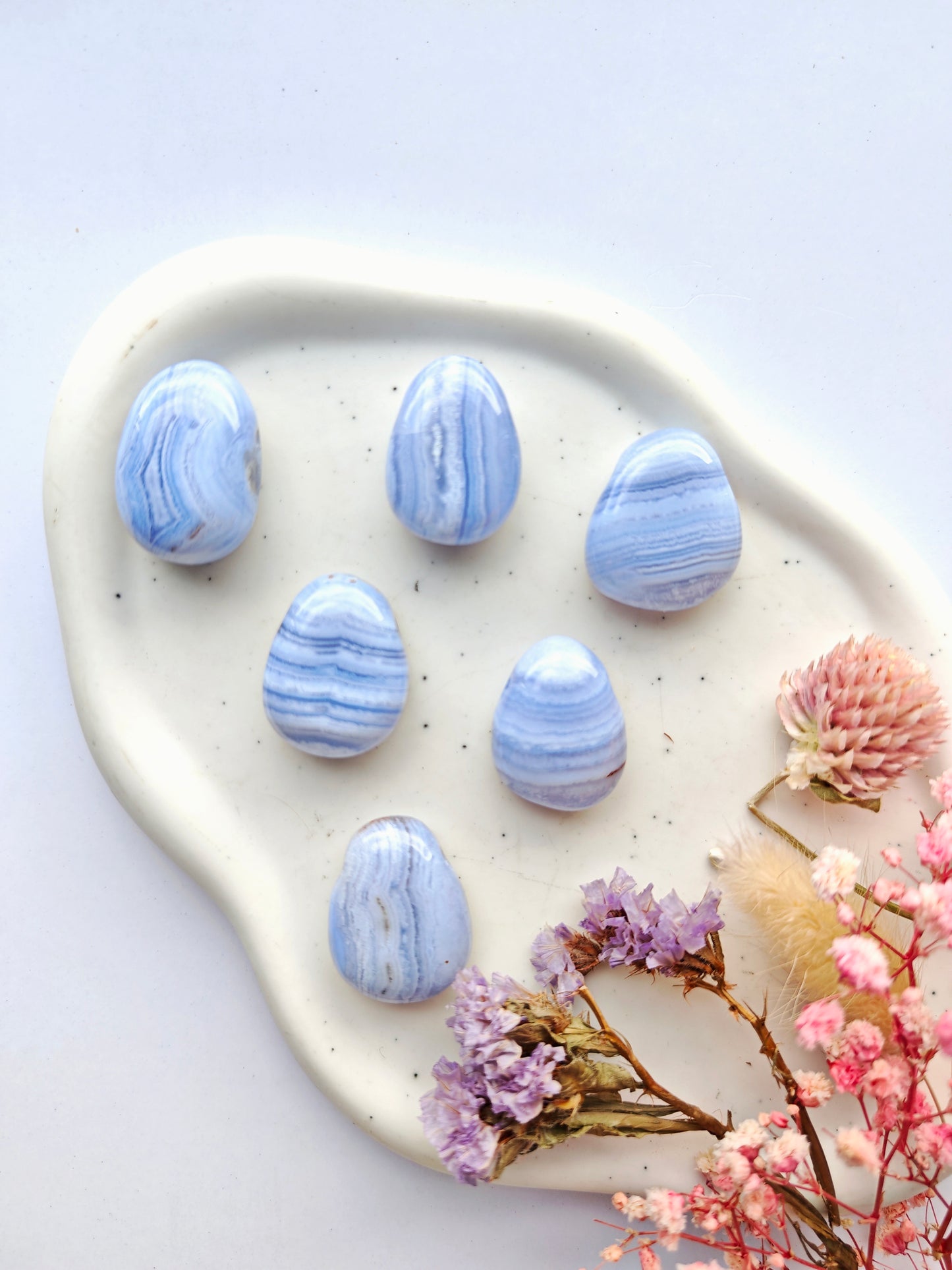 Blue Lace Achat Trommelsteinanhänger