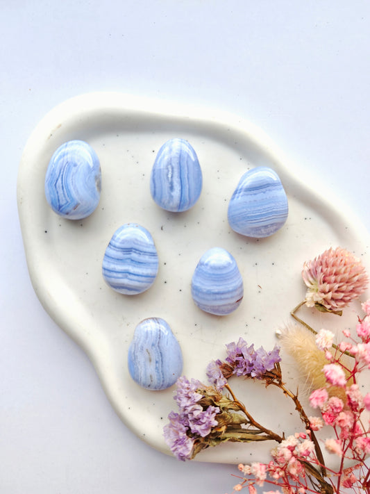 Blue Lace Achat Trommelsteinanhänger