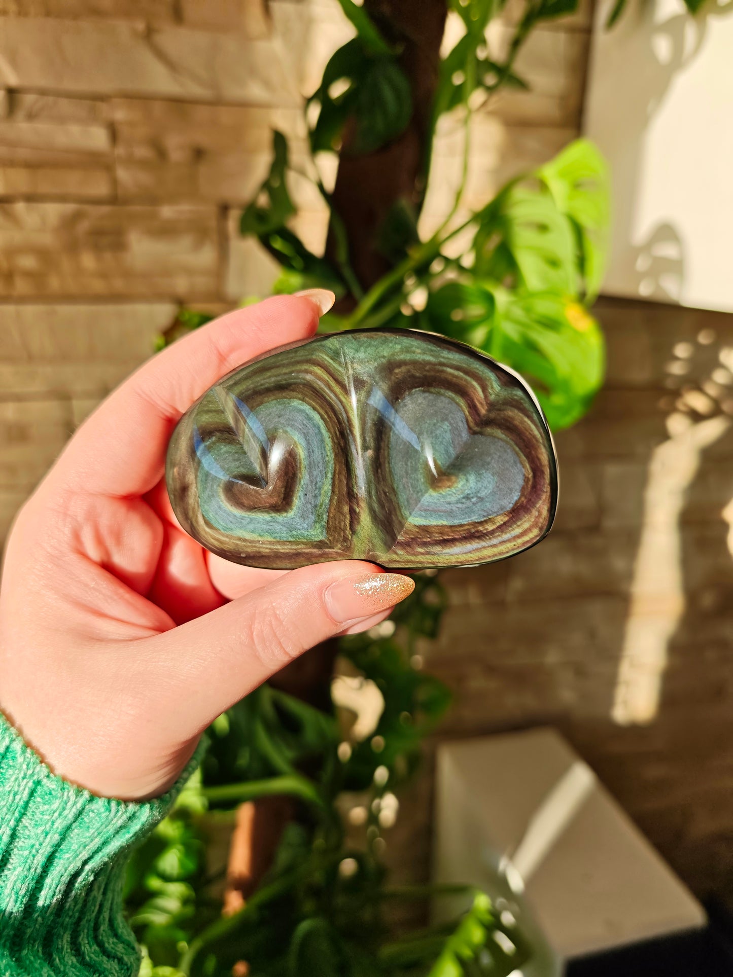 Regenbogen Obsidian Doppelherzen 156Q